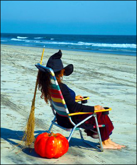 Happy Halloween Beach Witch