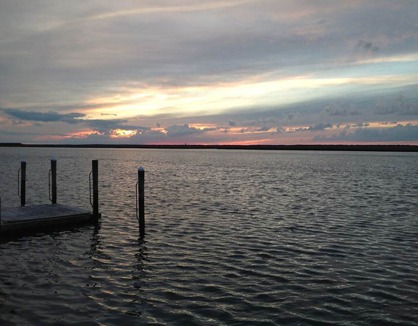 Sun setting over the bay.